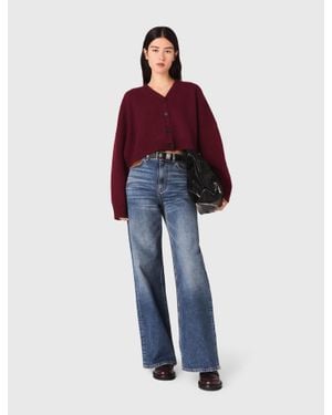 Maje Cropped Wool-Blend Cardigan - Red