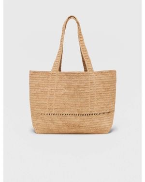 Maje Cabas Crocheté En Raphia - Neutre