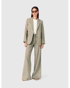 Maje Linen-Blend Suit Trousers - Natural