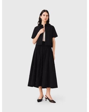 Maje Long Beaded And Rhinestone Skirt - Black