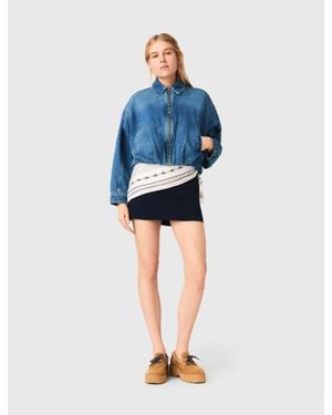 Maje Denim Bomber Jacket - Blue