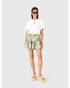 Maje Printed Ruffled Skirt - White