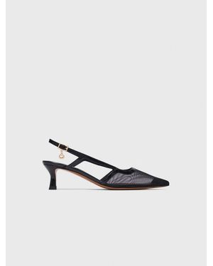 Maje Slingbacks Aus Leder Und Mesh - Weiß