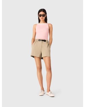 Maje High Straight-Neck Top - Natural
