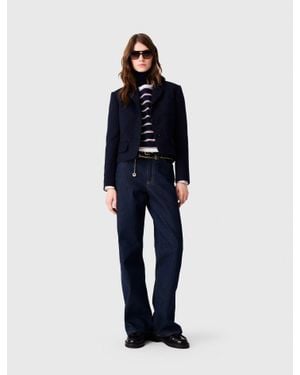 Maje Cropped Suit Jacket - Blue