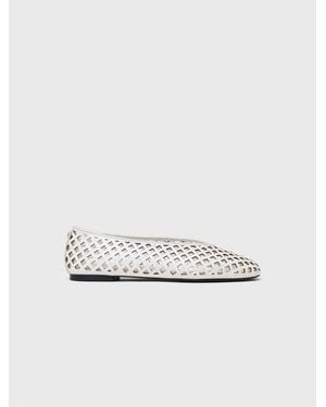Maje Perforated Leather Ballet Flats - White