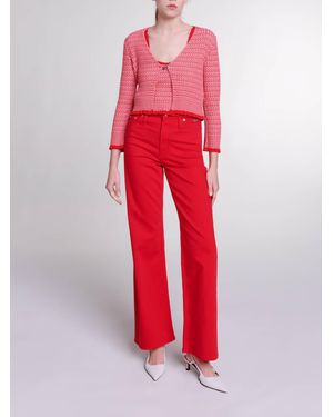 Maje Herringbone Knit Twin Set - Red