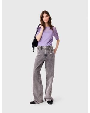 Maje Wide-Leg Jeans With Chain-Link Belt - White