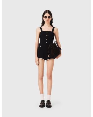 Maje Tweed Playsuit - Black