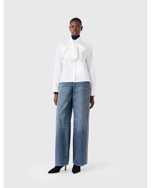 Maje Shirt With Removable Pussy Bow - Blue