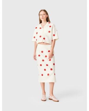 Maje Embroidered Linen And Silk Shirt - White