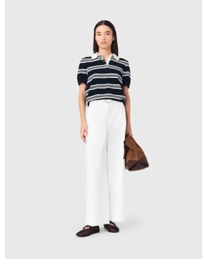 Maje Wide-Leg Cotton Trousers - White