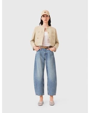 Maje Short Linen Blend Jacket - Blue