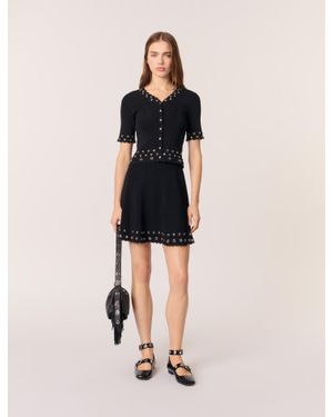 Maje Cardigan Court À Œillets - Noir