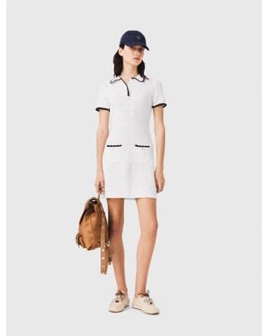Maje Knit Polo Dress With Crochet - White
