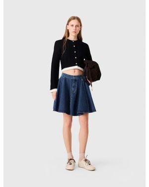 Maje Cardigan With Contrast Band - Blue