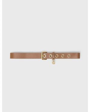 Maje Leather Belt With Eyelets - White