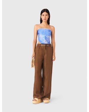Maje Linen-Blend Pants - White