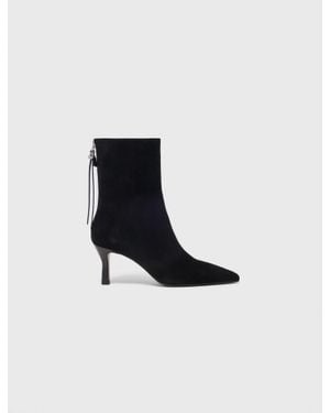 Maje Pointed-Toe Suede Ankle Boots - White