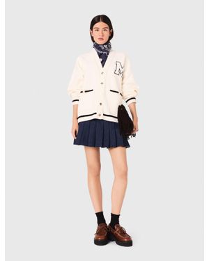 Maje Long Cardigan With Embroidery - White
