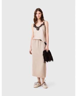 Maje Satin Pencil Skirt - Natural
