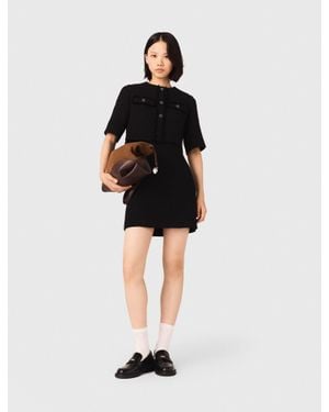 Maje 2-In-1 Shiny Tweed Dress - Black