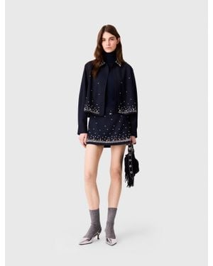 Maje Rhinestone Layered Skort - Blue