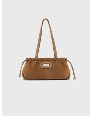 Maje Suede Milpli Gazette Bag - White