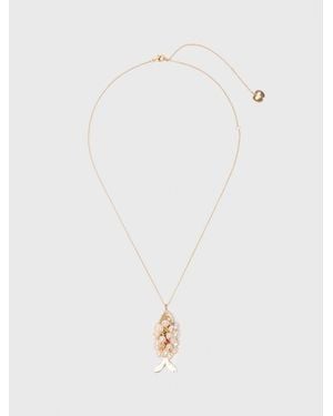 Maje Long Beaded Fish Necklace - White