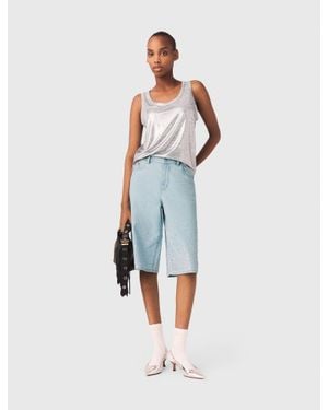 Maje Metallic Vest Top - Blue