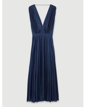 Maje Pleated Maxi Dress - Blue