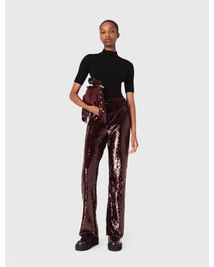 Maje Pantalon Brodé De Sequins - Rouge