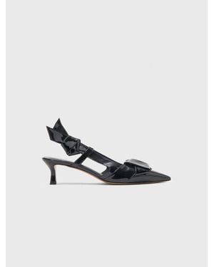 Maje Slingbacks En Cuir Vernis À Naud - Noir