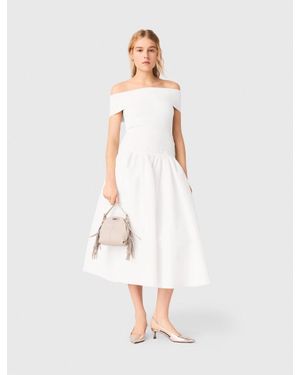 Maje Rib Knit Bardot-Neck Top - White