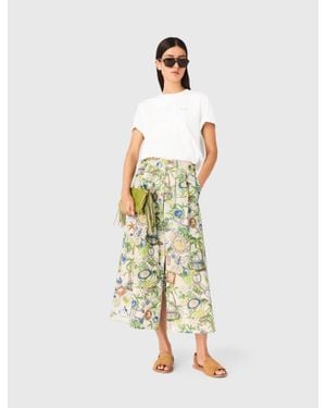 Maje Printed Maxi Skirt With Shorts - White