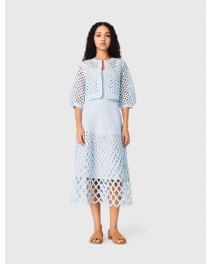 Maje Rhinestone Crochet Cardigan - Blue
