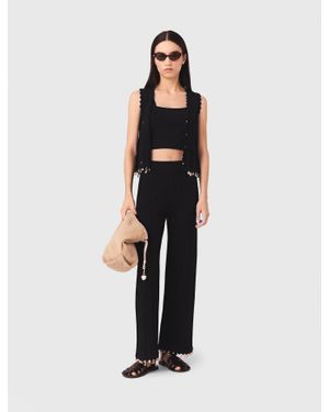 Maje Jewelled Knit Trousers - White