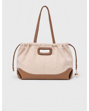 Maje Milpli Canvas-Leder-Tragetasche - Natur