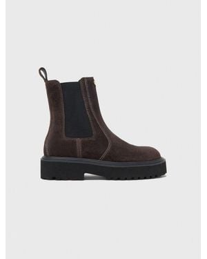 Maje Bottines Chelsea En Suède - Noir