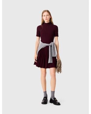 Maje High-Neck Short Skater Dress - Red