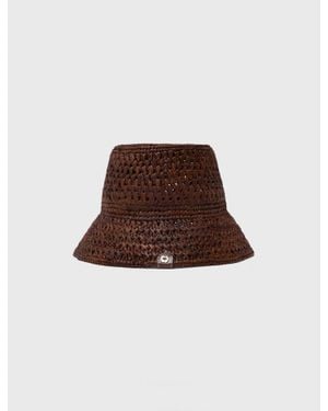 Maje Colorful Natural Raffia Bucket Hat - Brown