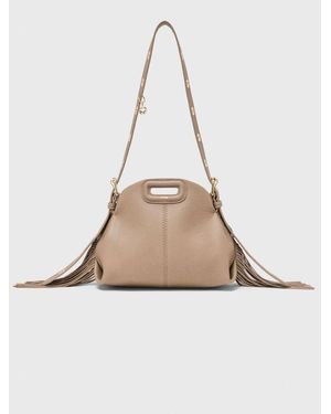 Maje Tasche Miss M Mini, Genarbtes Leder - Natur