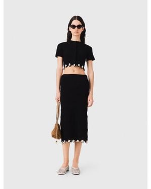 Maje Cardigan With Floral Jewel Details - Black