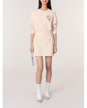 Maje Sweatshirt Mit Stickerei - Natur