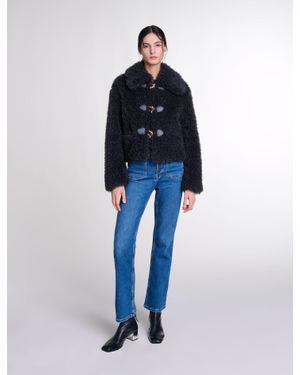Maje Short Curly Coat - Blue