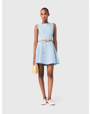 Maje Skater Dress With Jeweled Bows - Blue