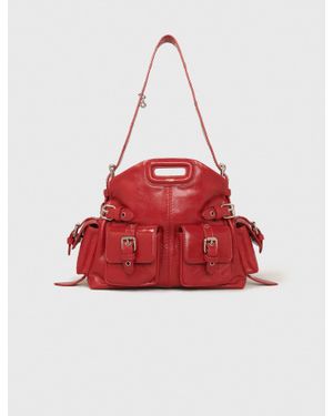Maje Miss M Mini Cargo Leather Bag - Red