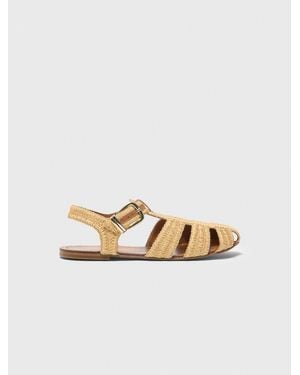 Maje Flat Strap Sandals - Metallic