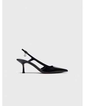 Maje Slingback-Pumps Aus Lackleder - Weiß