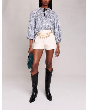 Maje Loose-Fitting Satin-Look Blouse - White